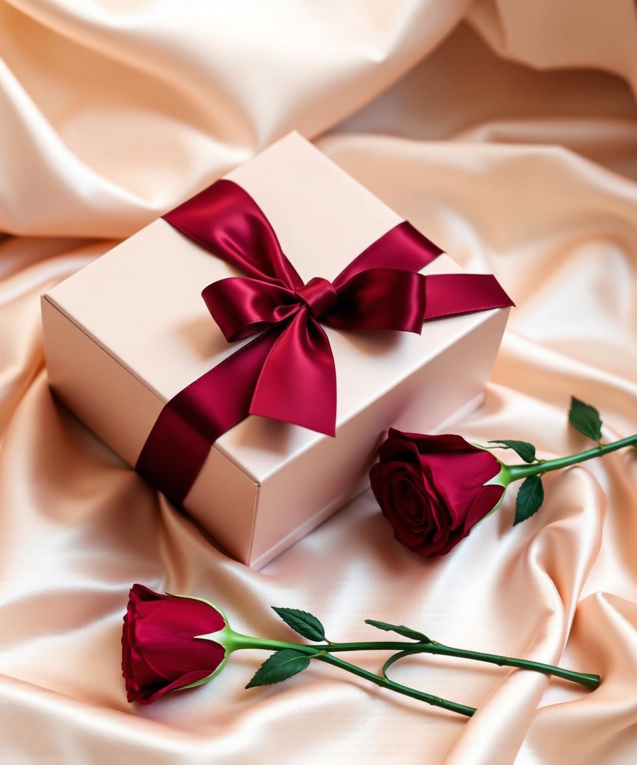A beautifully wrapped RoseHeart gift box with rose